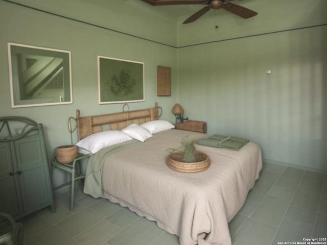 109 Cueva, Hollywood Park, TX 78232 - tiled bedroom featuring a ceiling fan
