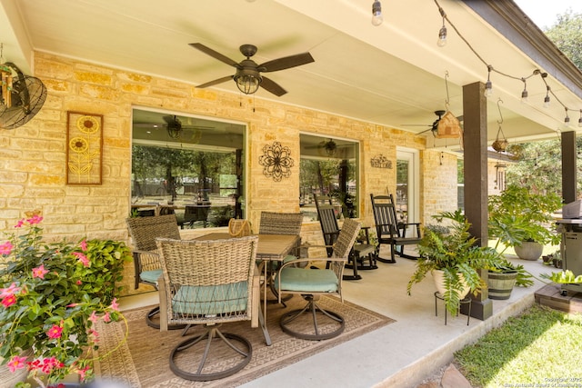 184 Great Oaks Ln, Vernia, TX 78121 - view of patio with ceiling fan and outdoor dining area