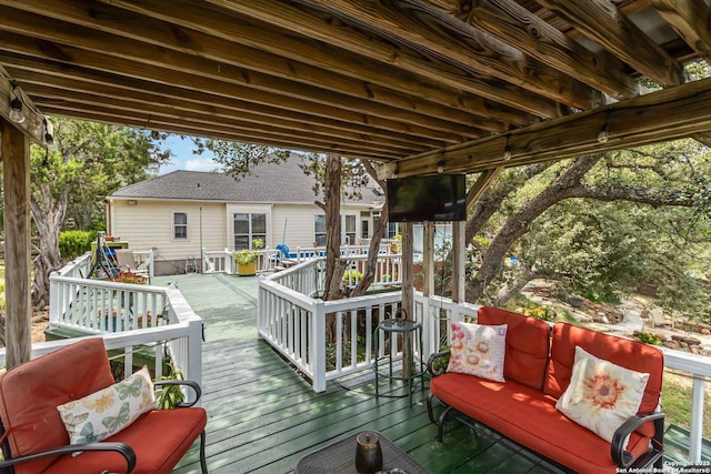 573 Mountain Oaks Dr, Canyon Lake, TX 78133 - view of wooden deck