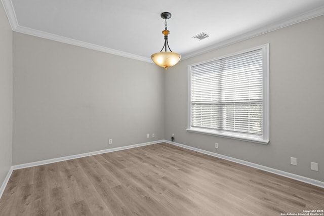 25233 Battle Lk, San Antonio, TX 78260 - unfurnished room featuring ornamental molding, light wood-style floors, and baseboards