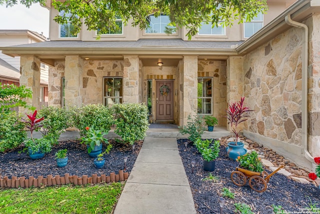214 Ridge Blf, Cibolo, TX 78108 - doorway to property featuring stone siding