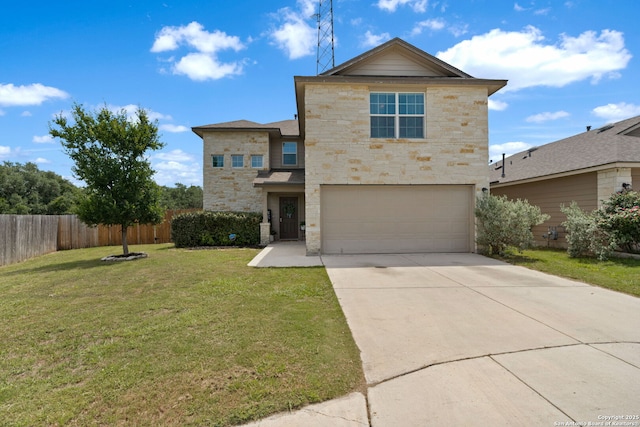 184 Jolie Cir, Boerne, TX 78015 - traditional-style house with stone siding, a garage, and driveway