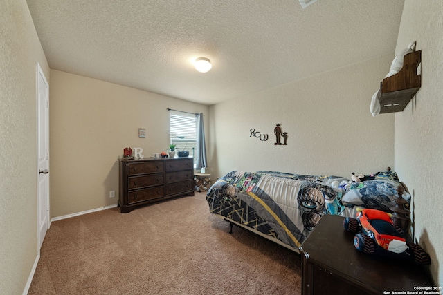 184 Jolie Cir, Boerne, TX 78015 - carpeted bedroom featuring a textured ceiling and a textured wall