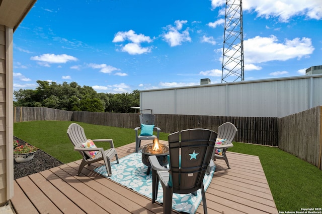 184 Jolie Cir, Boerne, TX 78015 - wooden terrace with a fire pit