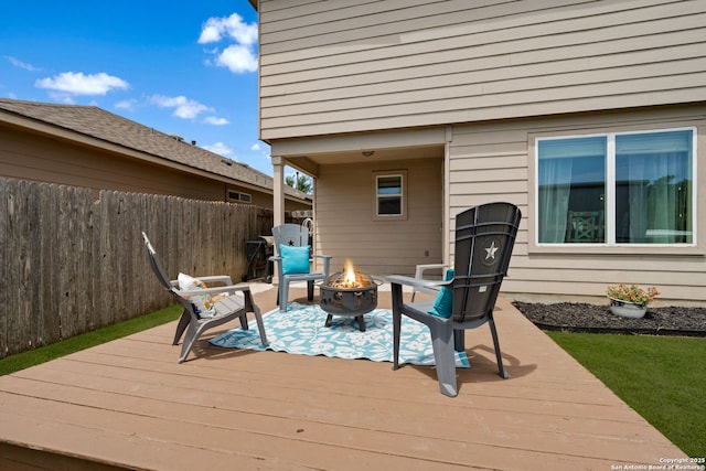 184 Jolie Cir, Boerne, TX 78015 - deck featuring a fire pit and fence