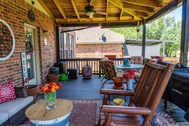 3351 Highline Trl, San Antonio, TX 78261 - wooden deck featuring a ceiling fan