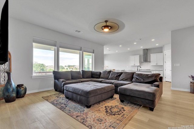 1624 Dirndl, New Braunfels, TX 78132 - living area with baseboards, light wood-style flooring, and recessed lighting