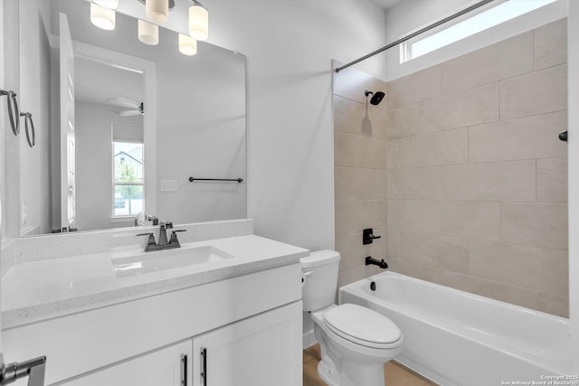 1624 Dirndl, New Braunfels, TX 78132 - full bath with toilet, shower / tub combination, vanity, and a ceiling fan