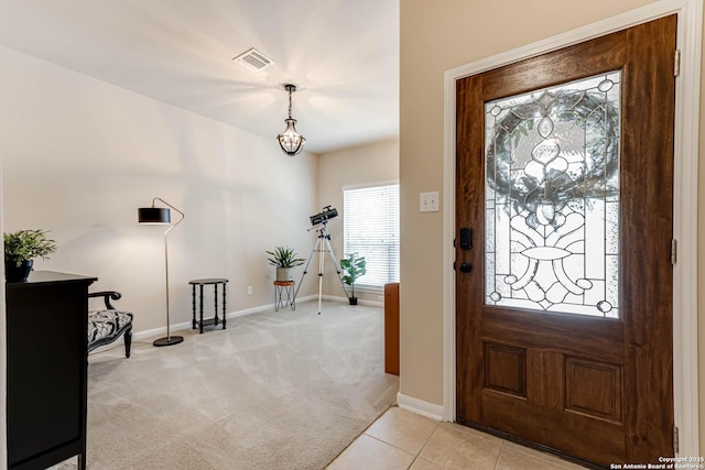 23022 Airedale Ln, San Antonio, TX 78260 - entrance foyer featuring baseboards, light carpet, and light tile patterned floors