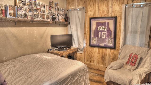 121 David Rankin Rd, Leakey, TX 78873 - bedroom with wooden walls