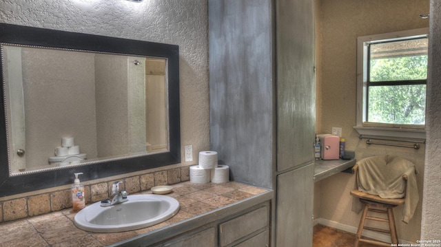 121 David Rankin Rd, Leakey, TX 78873 - bathroom featuring vanity and a textured wall