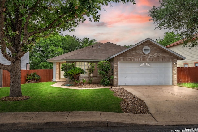 15515 Spring Smt, San Antonio, TX 78247 - ranch-style home featuring concrete driveway, an attached garage, brick siding, and a shingled roof