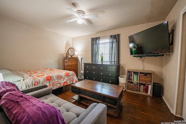 10715 Palomino, San Antonio, TX 78254 - bedroom with wood finished floors and ceiling fan