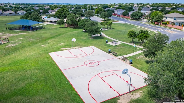 10715 Palomino, San Antonio, TX 78254 - view of basketball court with community basketball court, a lawn, a residential view, and a gazebo