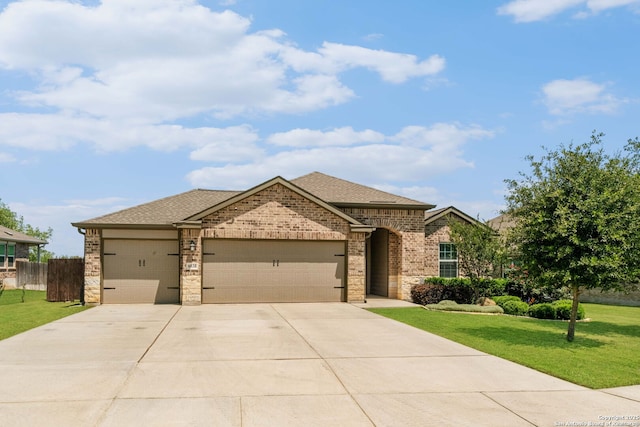 6038 Ballast Trl, New Braunfels, TX 78132 - view of front facade featuring concrete driveway, an attached garage, brick siding, and a shingled roof