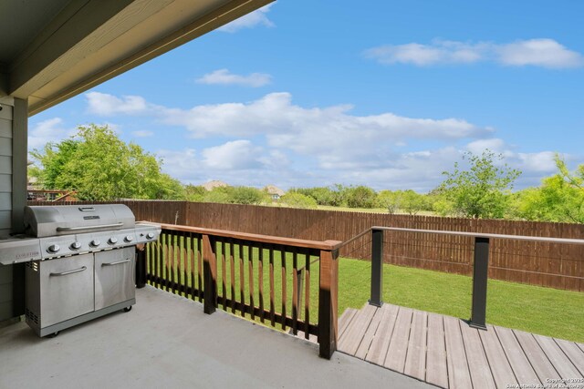 6038 Ballast Trl, New Braunfels, TX 78132 - wooden terrace featuring grilling area