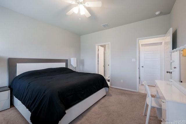 7731 Chatham, San Antonio, TX 78218 - bedroom featuring light colored carpet, baseboards, and a ceiling fan