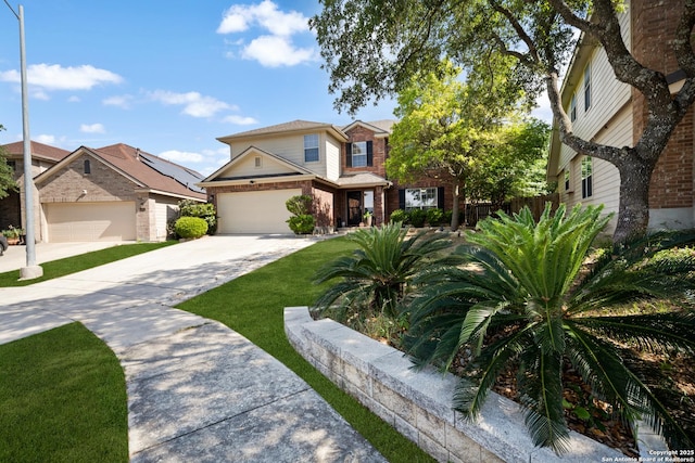 15206 Redbird Mnr, San Antonio, TX 78253 - traditional-style home with concrete driveway, brick siding, an attached garage, and fence