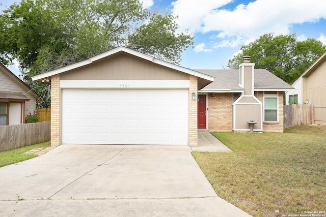 5107 Anacacho, San Antonio, TX 78217 - ranch-style home with brick siding, driveway, a shingled roof, and a chimney