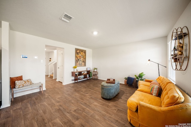 9827 Western Sedge, San Antonio, TX 78254 - living area with wood finished floors, stairway, recessed lighting, and baseboards