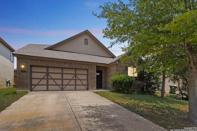 13131 Piper Sonoma, San Antonio, TX 78253 - view of front of property with brick siding, driveway, a garage, and a shingled roof