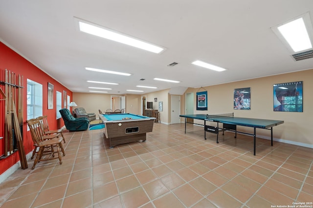 388 Oak, Pipe Creek, TX 78063 - game room with billiards, light tile patterned floors, and baseboards
