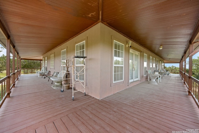 388 Oak, Pipe Creek, TX 78063 - wooden terrace featuring covered porch
