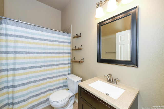 27218 Spiral Cyn, San Antonio, TX 78261 - bathroom featuring toilet, vanity, and a shower with curtain