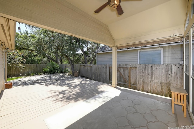 27218 Spiral Cyn, San Antonio, TX 78261 - fenced backyard featuring ceiling fan and a patio