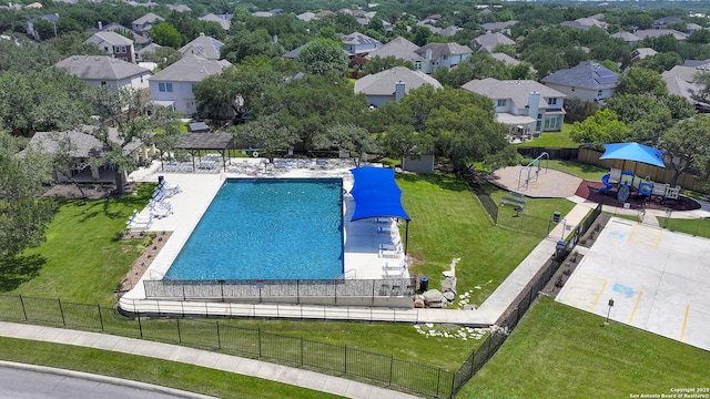 27218 Spiral Cyn, San Antonio, TX 78261 - aerial view of residential area with a pool