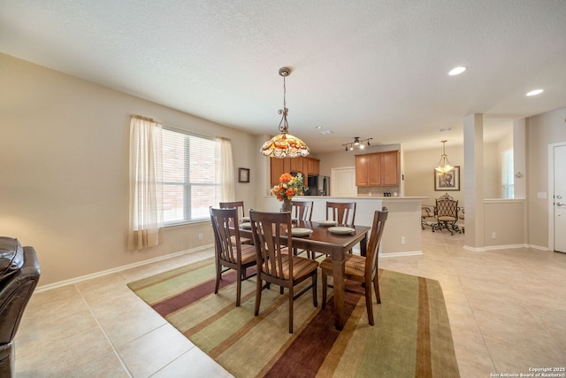 12518 Cascade Hls, San Antonio, TX 78253 - dining space featuring light tile patterned floors, recessed lighting, baseboards, and a textured ceiling