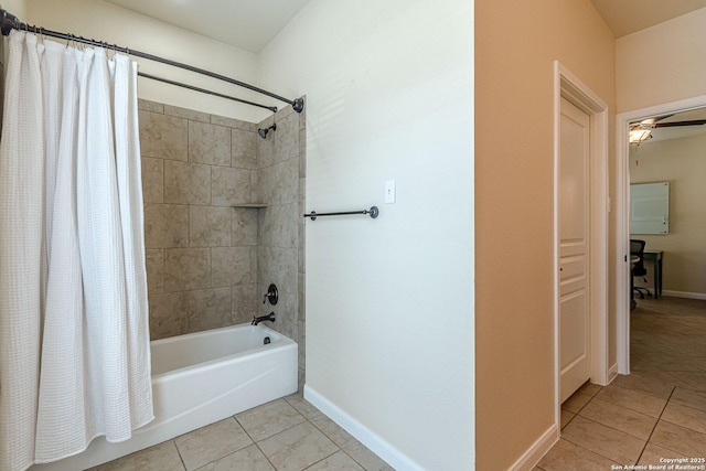 1459 Janets, New Braunfels, TX 78130 - full bathroom featuring tile patterned flooring, shower / tub combo, and baseboards