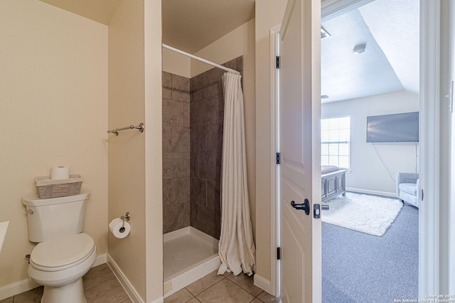 1459 Janets, New Braunfels, TX 78130 - full bathroom with a shower stall, baseboards, and lofted ceiling