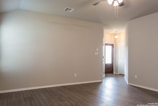 2340 Arctic Warbler, New Braunfels, TX 78130 - unfurnished room with dark wood-type flooring, a ceiling fan, and baseboards