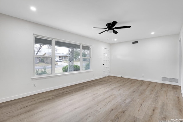 246 Bamburgh Dr, San Antonio, TX 78216 - unfurnished room with wood finished floors, recessed lighting, a ceiling fan, and baseboards