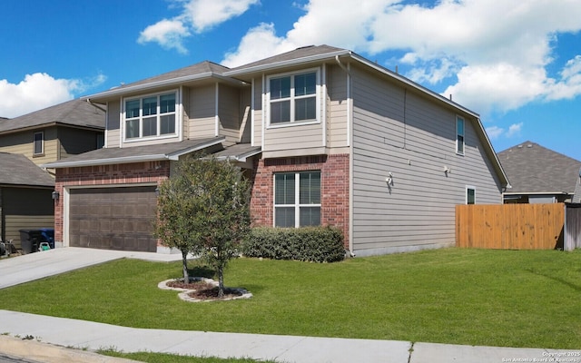 5727 Ivans Farm, San Antonio, TX 78244 - view of front of home with brick siding, an attached garage, and concrete driveway