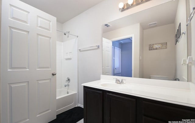 5727 Ivans Farm, San Antonio, TX 78244 - bathroom with vanity, shower / bathtub combination, and toilet