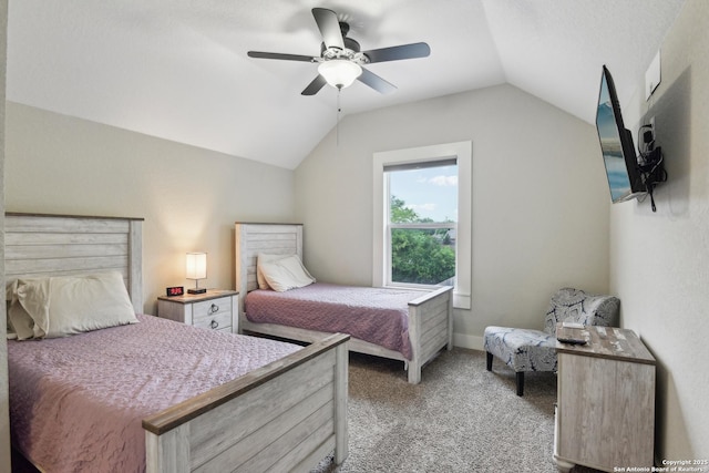 621 Center St, San Antonio, TX 78202 - bedroom featuring lofted ceiling, light carpet, and a ceiling fan