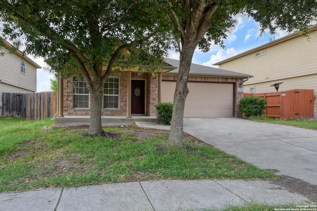 114 Arcadia Pl, Cibolo, TX 78108 - view of front of home with a garage, driveway, and brick siding