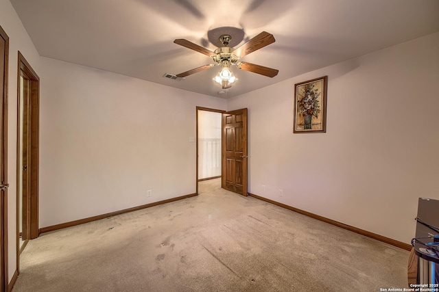 13742 Corinth, Universal City, TX 78148 - unfurnished bedroom featuring light carpet, baseboards, and a ceiling fan