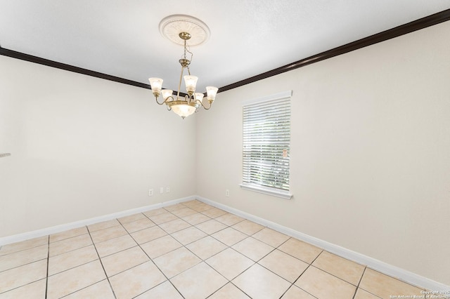 8907 Silver Bow, San Antonio, TX 78242 - unfurnished room with ornamental molding, a chandelier, and baseboards