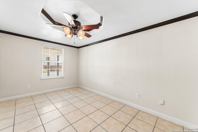 8907 Silver Bow, San Antonio, TX 78242 - spare room featuring ceiling fan, ornamental molding, and baseboards