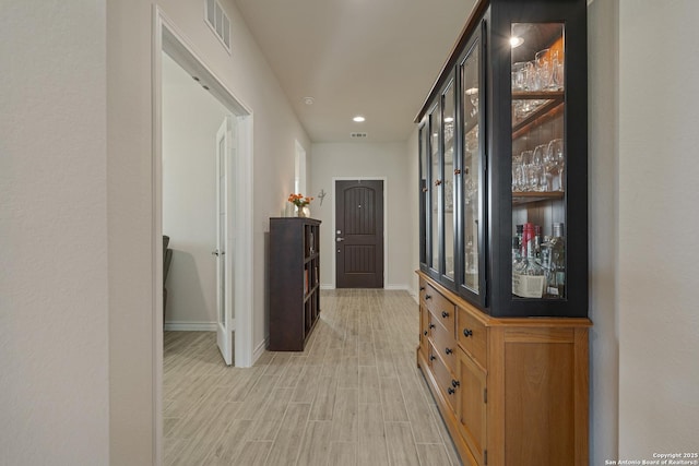 4610 Honeydew Rdg, San Antonio, TX 78253 - hall featuring baseboards, light wood finished floors, and recessed lighting