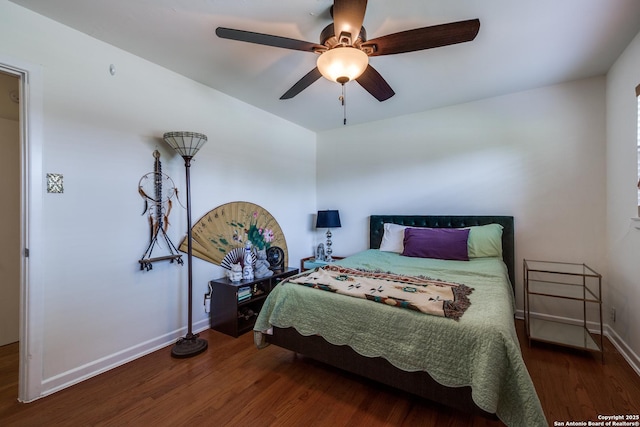119 Janis Rae, San Antonio, TX 78201 - bedroom featuring wood finished floors, baseboards, and ceiling fan