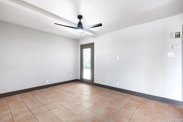 4207 Tallulah, San Antonio, TX 78218 - unfurnished room featuring ceiling fan, light tile patterned flooring, and baseboards