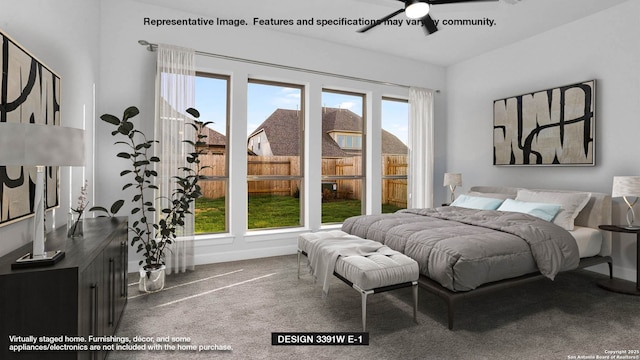 301 Barton Crk, Boerne, TX 78006 - carpeted bedroom with multiple windows and ceiling fan