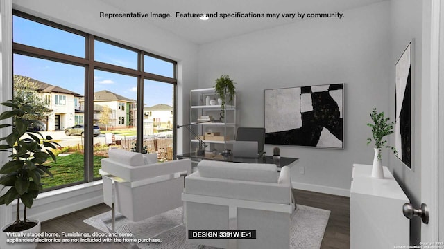 301 Barton Crk, Boerne, TX 78006 - office area with wood finished floors, baseboards, recessed lighting, and a residential view