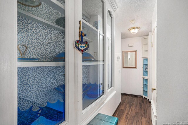 5954 Oak Run, San Antonio, TX 78247 - hall featuring a textured ceiling and wood finished floors