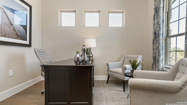 4207 Colina Crst, San Antonio, TX 78261 - home office featuring baseboards and wood finished floors