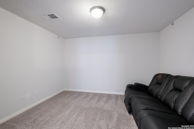 11510 Bakersfield Pass, San Antonio, TX 78245 - living area featuring carpet, baseboards, and a textured ceiling
